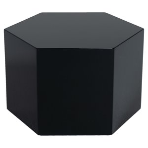 Modrest Newmont Hexagonal Small MDF Wood Veneer End Table in Black High Gloss
