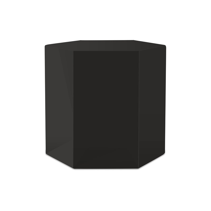 Modrest Newmont Hexagonal Medium MDF Wood End Table in Black High Gloss