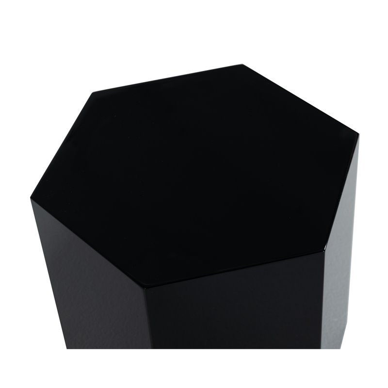 Modrest Newmont Hexagonal Medium MDF Wood End Table in Black High Gloss