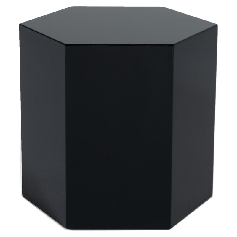 Modrest Newmont Hexagonal Medium MDF Wood End Table in Black High Gloss