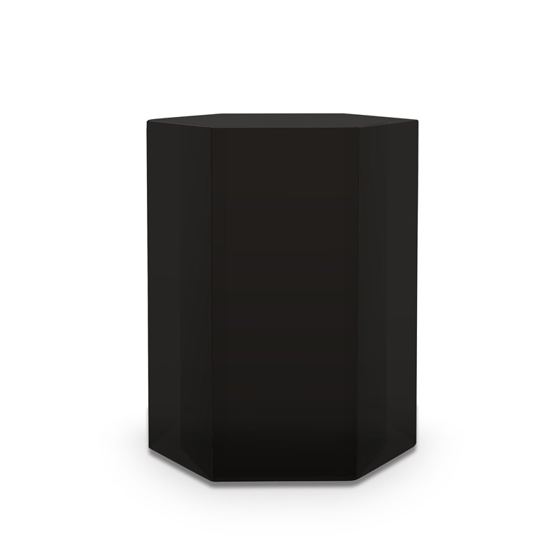 Modrest Newmont Hexagonal Large MDF Wood Veneer End Table in Black High Gloss