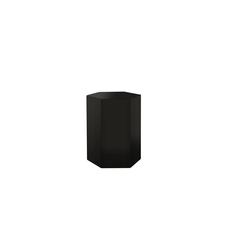 Modrest Newmont Hexagonal Large MDF Wood Veneer End Table in Black High Gloss
