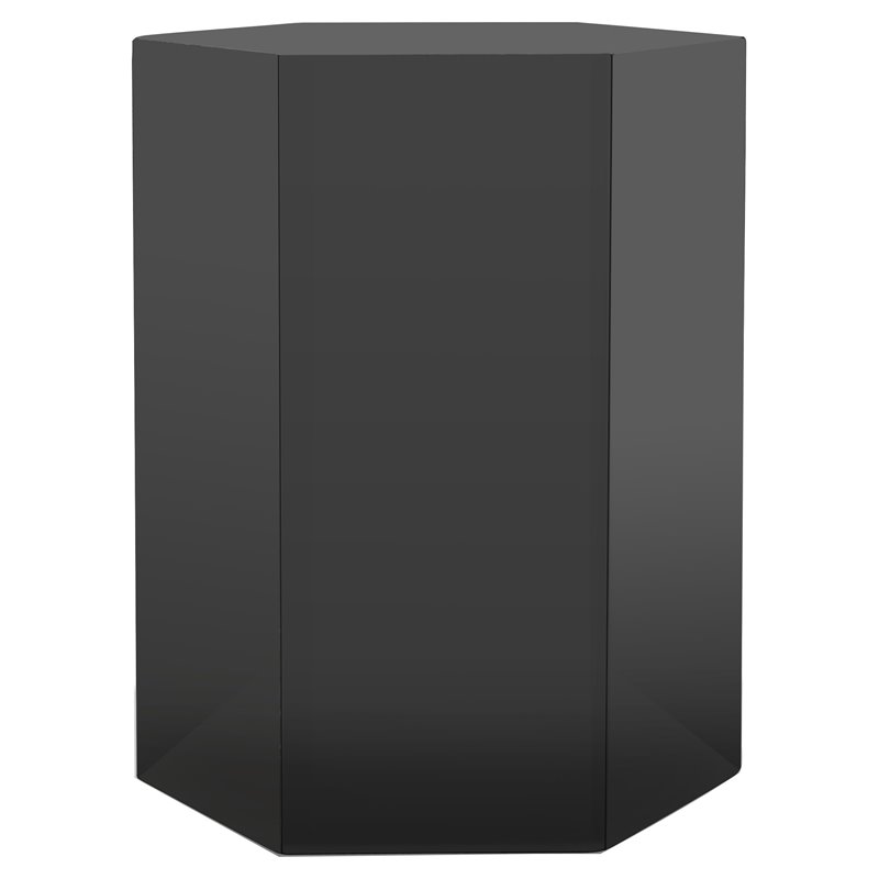 Modrest Newmont Hexagonal Large MDF Wood Veneer End Table in Elm Gray High Gloss
