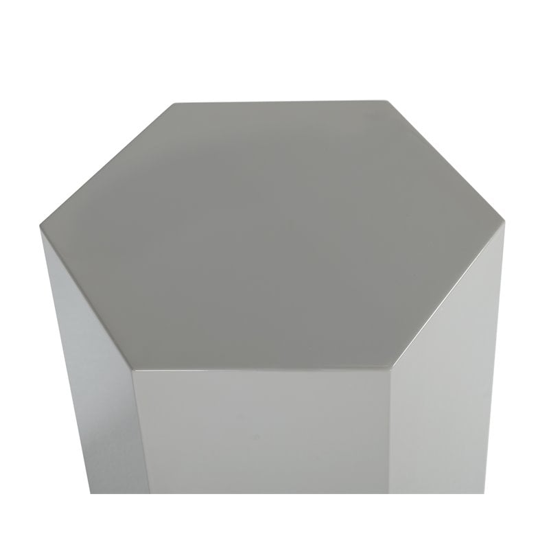 Modrest Newmont Hexagonal Large MDF Wood Veneer End Table in Elm Gray