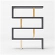 Modrest Maze Wood Veneer & Stainless Steel Bookcase in Elm Gray/Gold