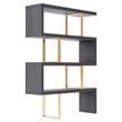 Modrest Maze Wood Veneer & Stainless Steel Bookcase in Elm Gray/Gold