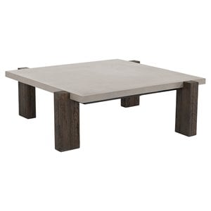 Modrest Milton Solid Wood & Concrete Coffee Table in Dark Gray/Walnut