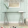 Modrest Ostro Modern Glass & Stainless Steel Writing Desk in Silver/Clear