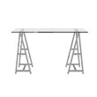 Modrest Ostro Modern Glass & Stainless Steel Writing Desk in Silver/Clear
