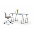 Modrest Ostro Modern Glass & Stainless Steel Writing Desk in Silver/Clear