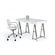 Modrest Ostrow 3-Drawer Rectangular Stainless Steel Writing Desk in White