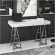 Modrest Ostrow 3-Drawer Rectangular Stainless Steel Writing Desk in White