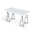 Modrest Ostrow 3-Drawer Rectangular Stainless Steel Writing Desk in White