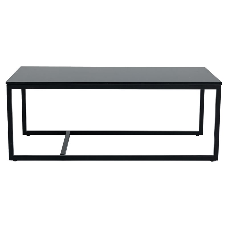 Modrest Baca Rectangular Contemporary Metal and Marble Coffee Table in Black