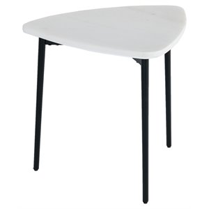 Modrest Andros Contemporary Metal & Marble End Table in Black/White