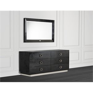 Modrest Victoria 6-Drawer Modern Engineered Wood Dresser in Black Crocodile
