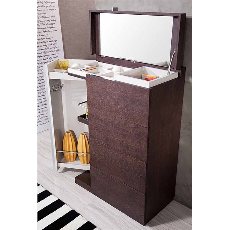Modrest Gamma 4-Drawers Modern Engineered Wood Veneer Multi-Chest in Brown Oak