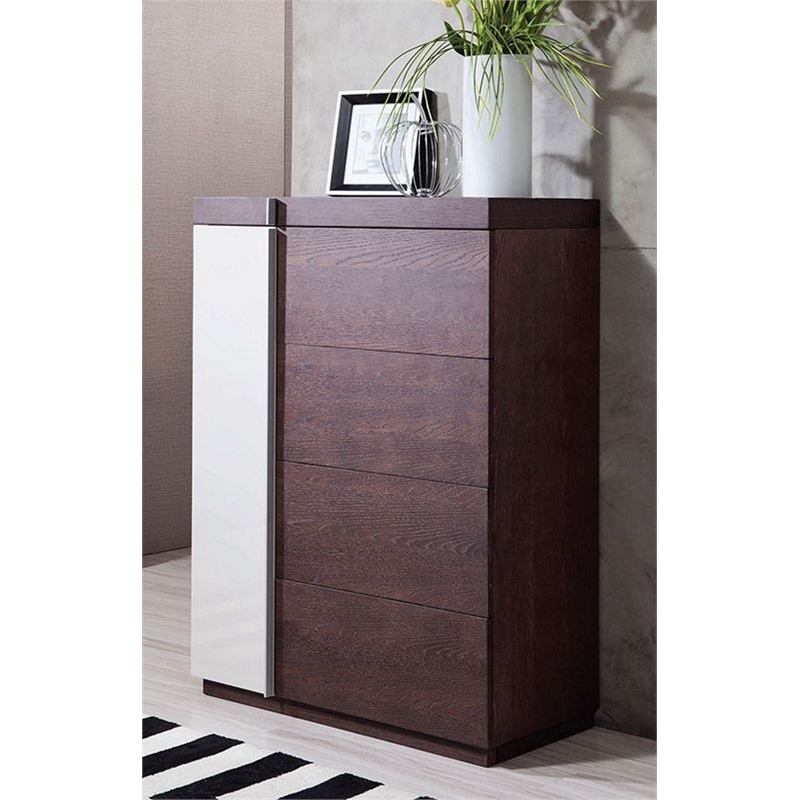 Modrest Gamma 4-Drawers Modern Engineered Wood Veneer Multi-Chest in Brown Oak