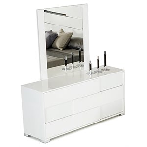 modrest monza 3-drawer self closing modern mdf wood dresser in white
