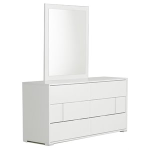 Modrest Nicla 6-Drawer Solf Closing Modern MDF Wood Dresser in White Gloss
