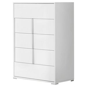 modrest nicla 5-drawer soft closing modern mdf wood chest in white