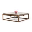 Modrest Shepard Square Modern Concrete Stone Coffee Table in Dark Gray/Walnut
