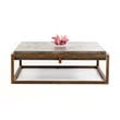 Modrest Shepard Square Modern Concrete Stone Coffee Table in Dark Gray/Walnut