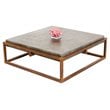 Modrest Shepard Square Modern Concrete Stone Coffee Table in Dark Gray/Walnut