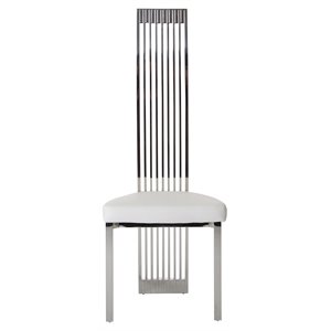 Modrest Elise 18&quot Modern Stainless Steel & Faux Leather Dining Chair in White