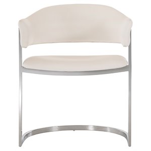 Modrest Allie 19&quot Contemporary Steel & Faux Leather Dining Chair in White
