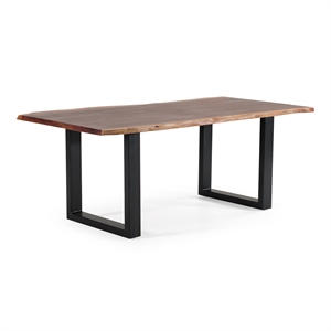 Modrest Taylor Rectangular Modern Metal & Solid Wood Dining Table in Brown