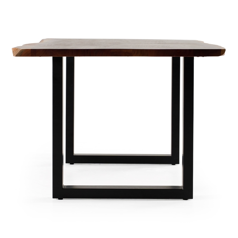 Modrest Taylor Rectangular Modern Metal & Solid Wood Dining Table in Brown
