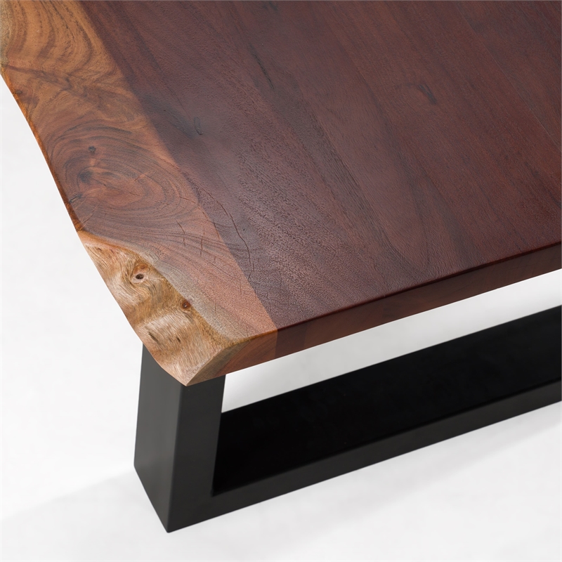Modrest Taylor Rectangular Modern Metal & Solid Wood Dining Table in Brown