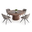Modrest Houston Round Modern Glass & Wood Veneer Dining Table in Walnut