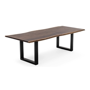 Modrest Taylor Large 87&quot Modern Live Edge Wood Dining Table in Brown/Black