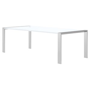 Modrest Fauna Modern Stainless Steel & Wood Dining Table in White