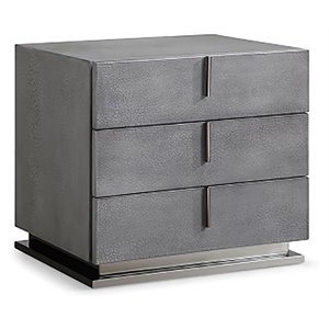 modrest buckley 2-drawer modern mdf wood/metal nightstand in gray