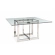 Modrest Keaton Square Modern Stainless Steel & Glass Dining Table - Clear/Chrome