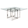 Modrest Keaton Square Modern Stainless Steel & Glass Dining Table - Clear/Chrome