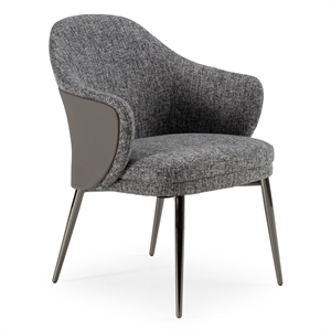 Modrest Cora 18&quot Modern Fabric & Leather Upholstered Dining Chair in Gray