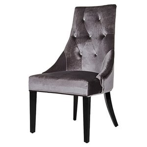 Modrest Charlotte 18&quot Wood & Velvet Dining Chair in Gray (Set of 2)