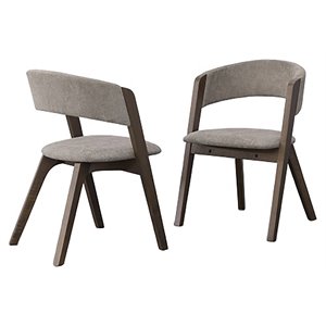 Modrest Grover 17&quot Modern Wood & Velvet Dining Chair in Gray (Set of 2)