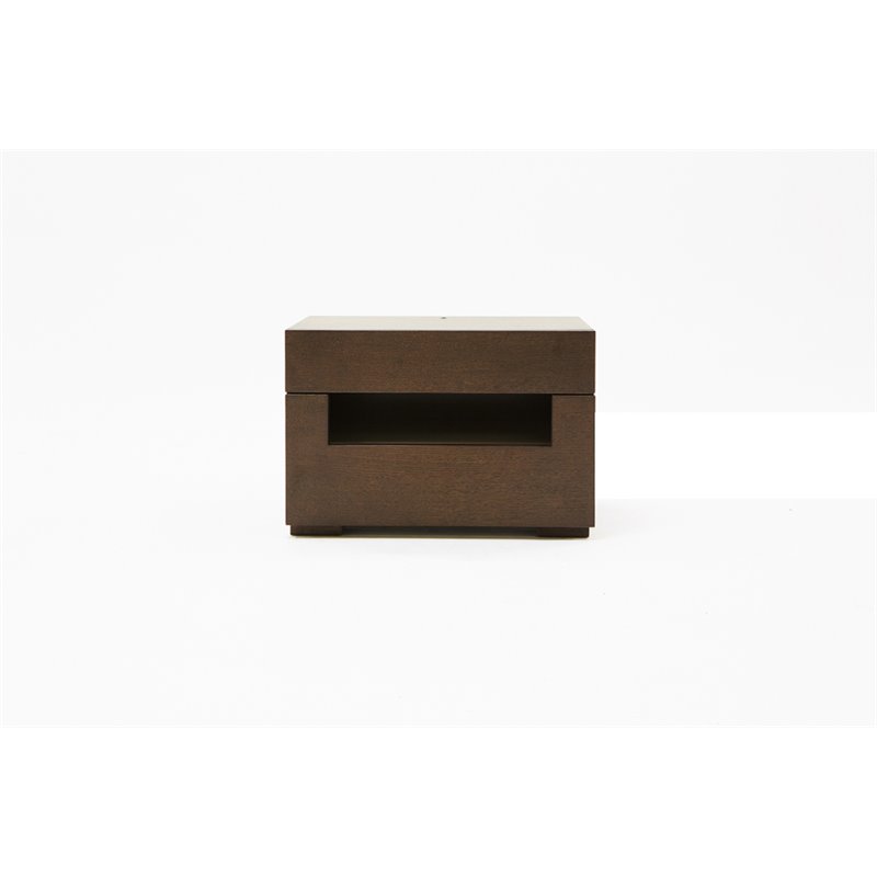 Modrest Ceres 2-Drawer Modern MDF Wood Veneer Nightstand in Oak/Gray