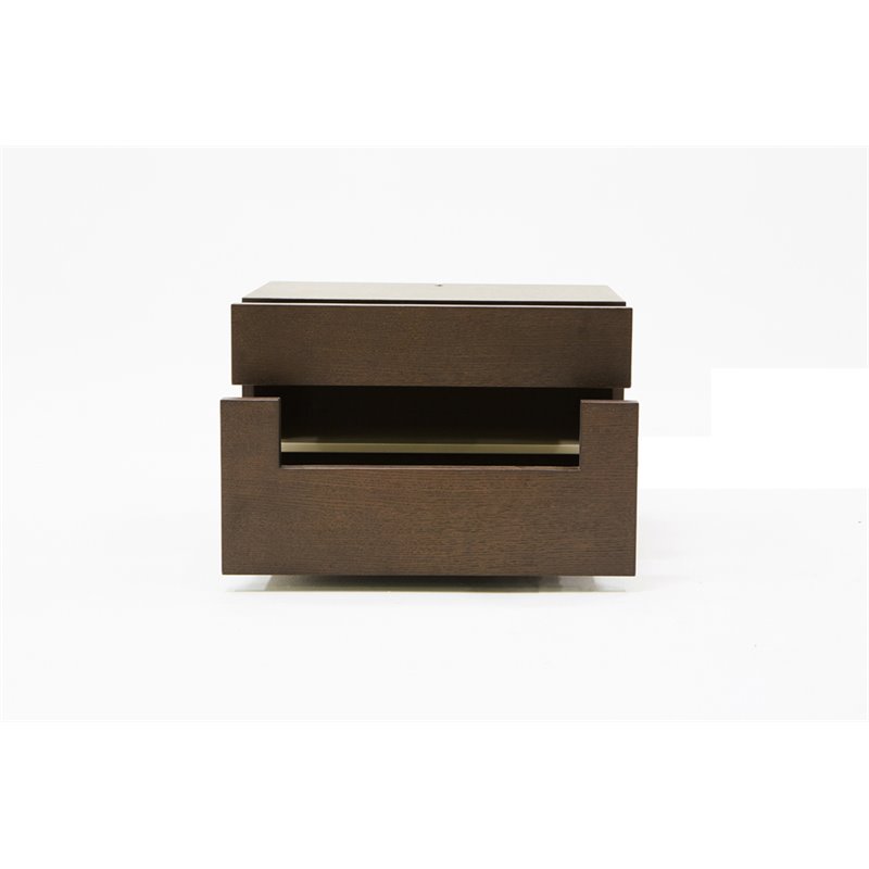 Modrest Ceres 2-Drawer Modern MDF Wood Veneer Nightstand in Oak/Gray