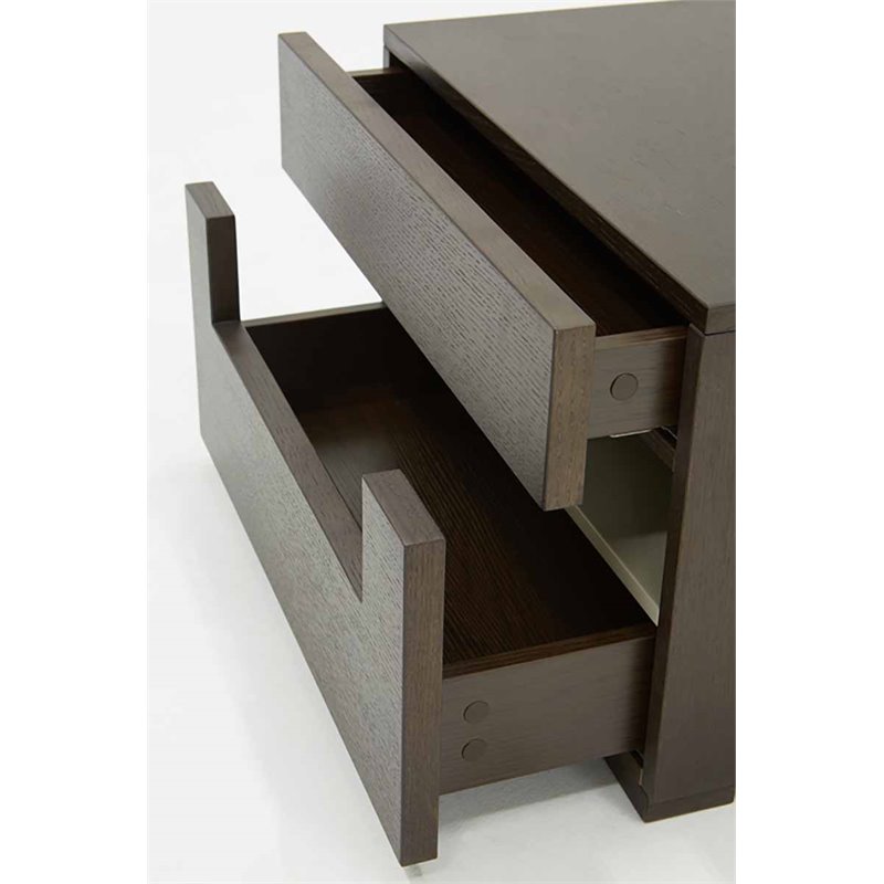Modrest Ceres 2-Drawer Modern MDF Wood Veneer Nightstand in Oak/Gray