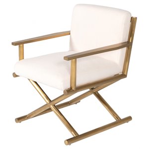 modrest haxtun modern sherpa fabric & stainless steel accent chair in white/gold