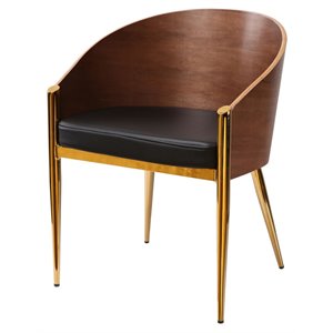 modrest claret modern faux leather accent chair in walnut & black