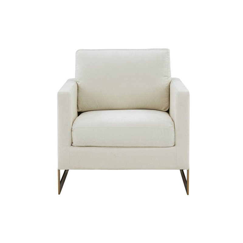 Modrest Prince Contemporary Fabric & Metal Accent Chair in White/Gold