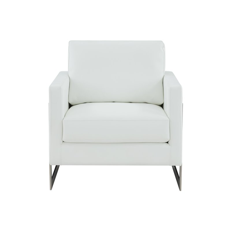 Modrest Prince Contemporary Fabric & Metal Accent Chair in White/Silver