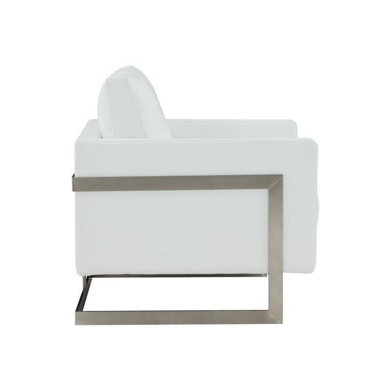 Modrest Prince Contemporary Fabric & Metal Accent Chair in White/Silver